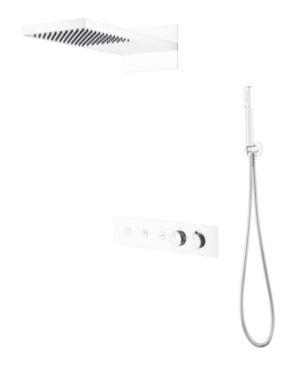 Встроенная душевая система FUSION с термостатом, трехпозиционная MATT WHITE Встроенная душевая система FUSION с термостатом, трехпозиционная MATT WHITE