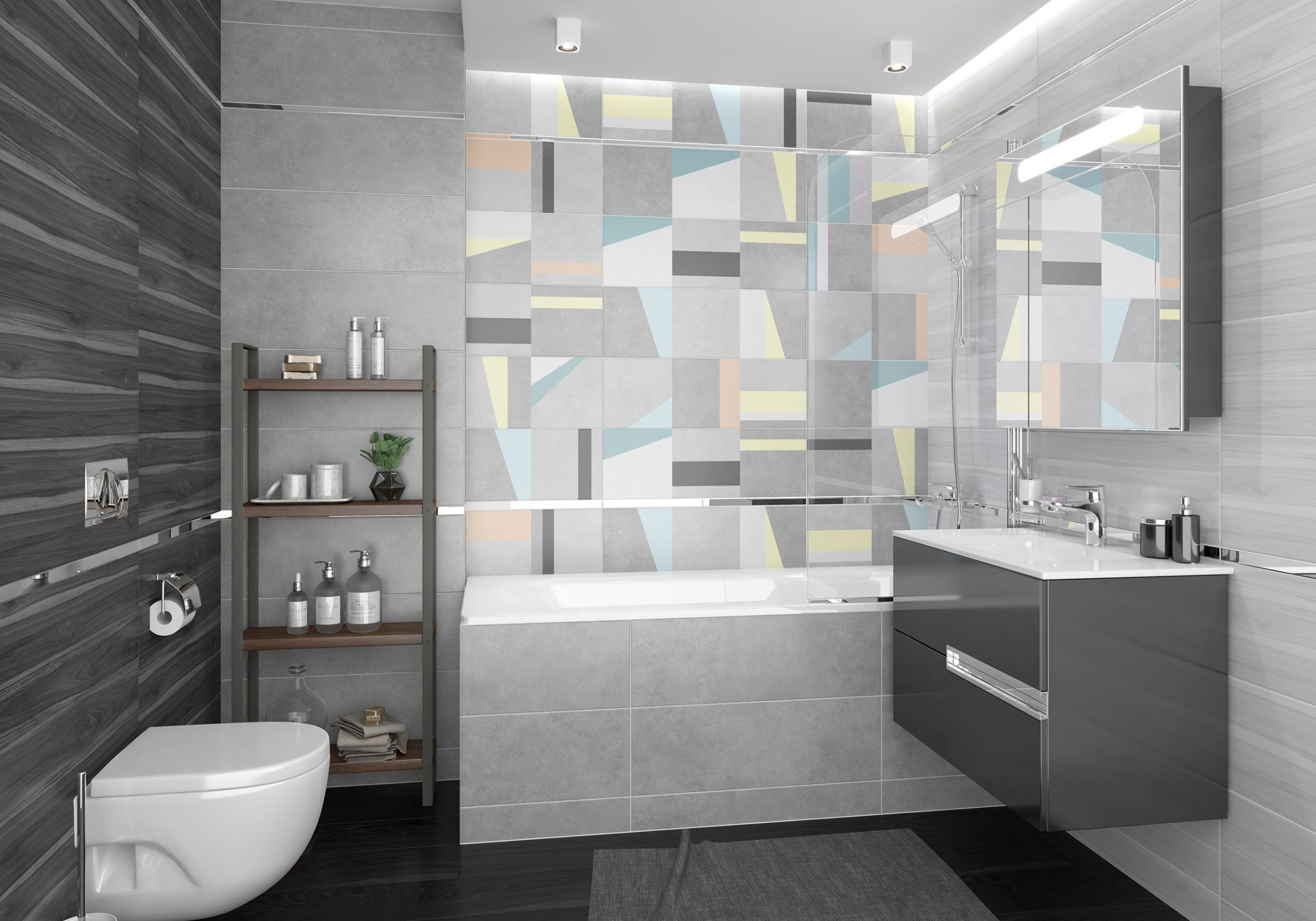 Плитка настенная Cement серый 25х75 (9шт/1,69м2),м2