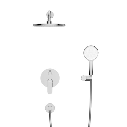 STYLUS-DSET-IN Душевой комплект встраиваемый (смеситель встраиваемый, верхний душ, ручной душ со шлангом, штуцер с держателем), сатин