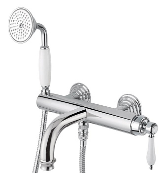 APHRODITE-VDM-01-Bi Смеситель для ванны и душа однорычажный в комплекте с ручным душем Исполнение: Хром, Ручки: Белая 