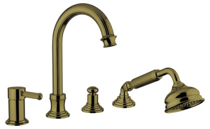 OLIMP-BVDM-01-L Смеситель на борт ванны с выдвижным душем и переключателем, хром