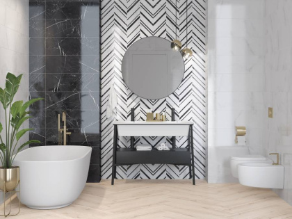 Плитка Meissen Keramik Gatsby черно-белый 25x75 GTU441