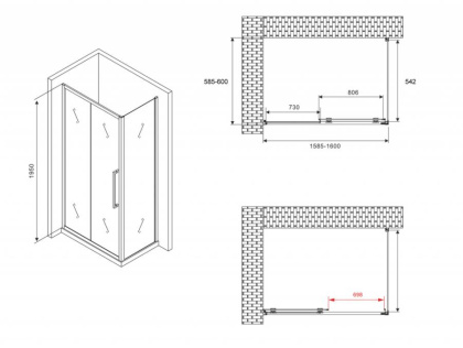 Душевой уголок ABBER Schwarzer Diamant AG30160H-S60