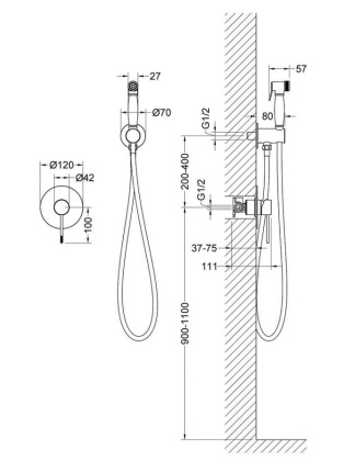 Смеситель Timo Saona 2389/17SM с гигиеническим душем, золото матовое