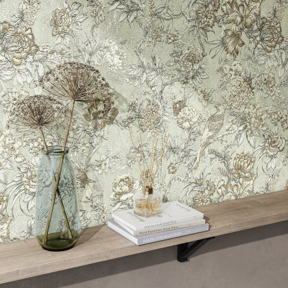 Обои виниловые Азулежу мотив, зеленый