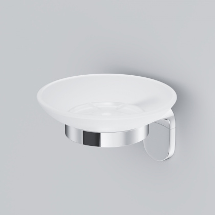 Стеклянная мыльница A8434200 X-Joy  с настенным держателем, 7,2х7,2х11,8 см, хром