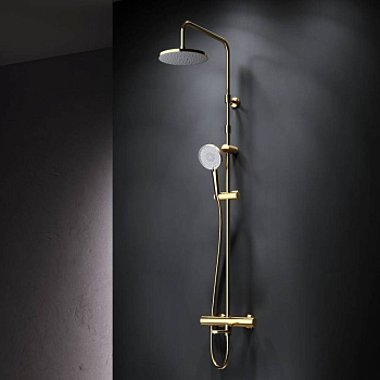 F0785A599 X-Joy, душ.система:  см-ль д/ванны/душа с ТМС, душ.штанга,верх.душ 220мм, руч.душ, золото