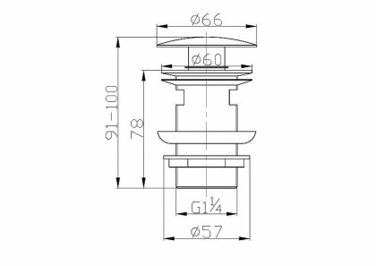 BB-SAT-NERO Донный клапан с системой "Клик-клак" с переливом, чёрный