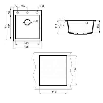 Мойка кухонная Point Моко 47 PN3006GR, графит Мойка кухонная Point Моко 47 PN3006GR, графит