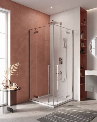 LINER-A-2-100-C-Cr Душевой уголок, Условный размер, мм:1000x1000x1950 Габариты с диапазоном регулировок, мм:(985-1000)x(985-1000)x1950 