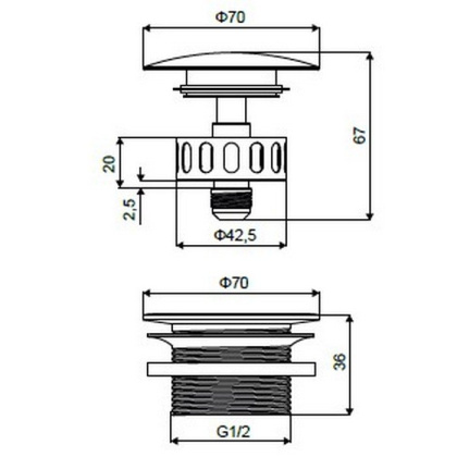 Пробка Click-clack для отдельностоящей ванны ARIN.2485.01WH (белая) Пробка Click-clack для отдельностоящей ванны ARIN.2485.01WH (белая)