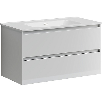 Тумба подвесная SANCOS Cento 890х450х500, c двумя ящиками оснащенными доводчиками, белый глянец, арт. CN90W