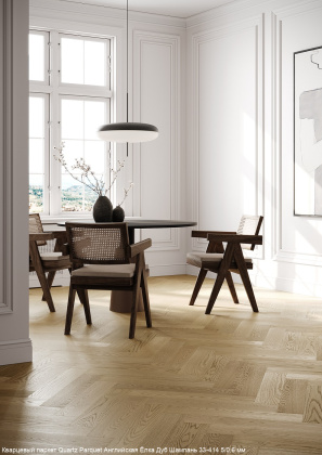 Кварцевый паркет Quartz Parquet Английская Ёлка Дуб Шампань, 33-414, 5/0,6 мм