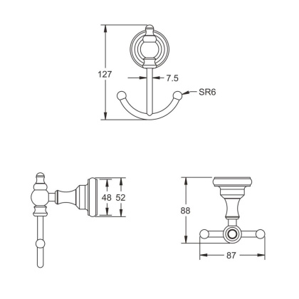 Крючок двойной, RG1121 Rose, Хром Крючок двойной, RG1121 Rose, Хром