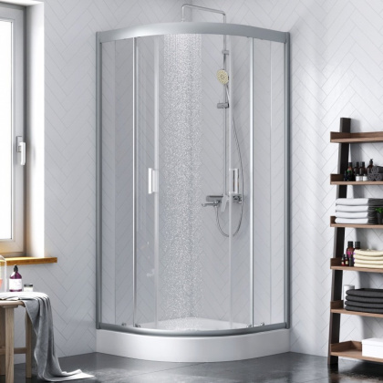 DX35WG-301-090MT Душ.огражден.Skyline Round  90х90х190, профиль мат Хром, стекло прозрачное, б/поддо