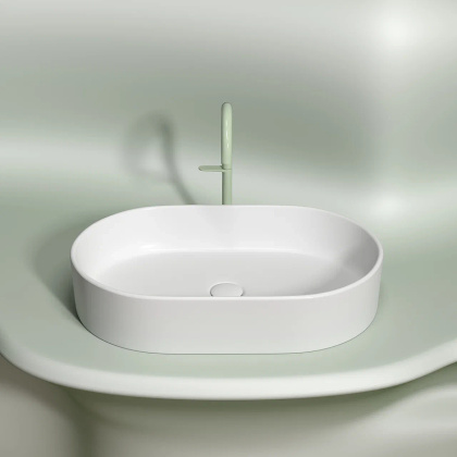 Умывальник чаша накладная овальная (цвет Белый Матовый) Element 608*385*122мм