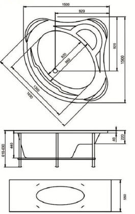 Акриловая ванна 1Marka Palermo 150х150 01па1515