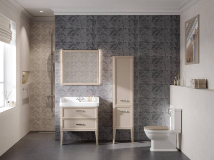 Тумба POMPEI напольная с 2 ящиками 80, камео бежевый глянцевый PO.N.80.2\CAM