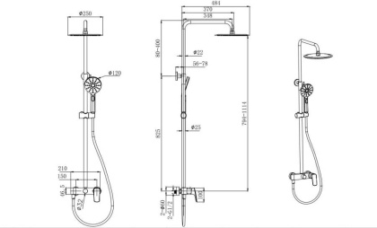 Душевая система 3jet 250мм AQUATEK AQ2060CR 