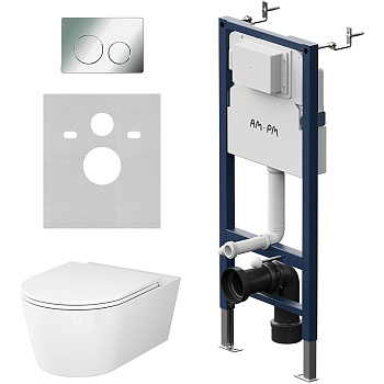 IS90151.8F1701 Инсталляция с клавишей PrimeFit L, хром глянец., с подвесным унитазом Func 54 FlashClean с сид м/л