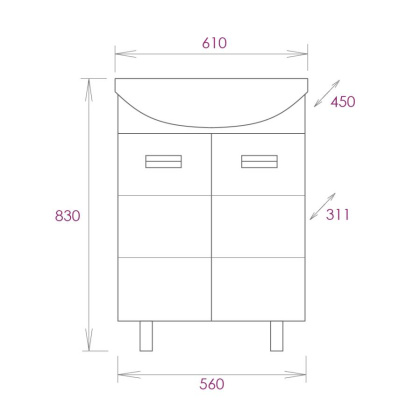 Тумба Onika Балтика 60 напольная, белая (ум. Балтика 60)