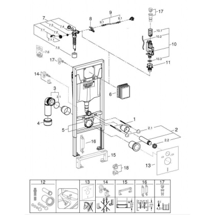 Коллекция Grohe Система инсталляции для унитаза GROHE Rapid SL (1,13 м) (38528001)