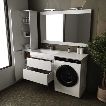 Тумба с раковиной подвесная Style Line Даллас 130 L Люкс PLUS, белая, шт